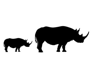 The nearly extinct adult two-horned rhinoceros