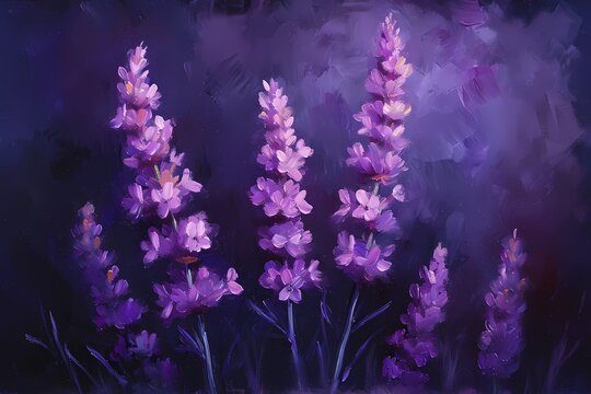 close up shot of beautiful lavender painting illustrations for wall art decoration, wallpaper and background