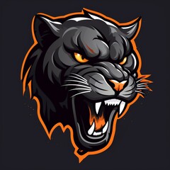 Flat logo vector logo of panther mascot logo gamming logo panther head logo angry panther roaring panther