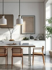 Home mock-up cozy modern kitchen. Vertical