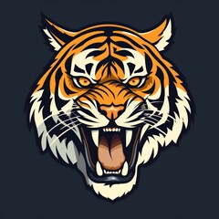 Flat logo vector logo of tiger mascot logo gamming logo Tiger head roaring tiger