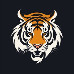 Flat logo vector logo of tiger mascot logo gamming logo Tiger head roaring tiger