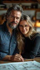Man and Woman Reviewing Construction Plans