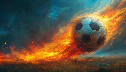 Fototapeta premium Soccer Inferno: The Dynamic Power of the Game
