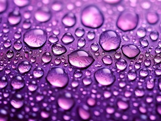 Water drops on a purple surface.
