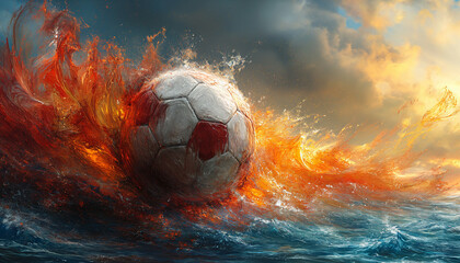 Soccer's Fiery Wave: A Dynamic Sunset Match