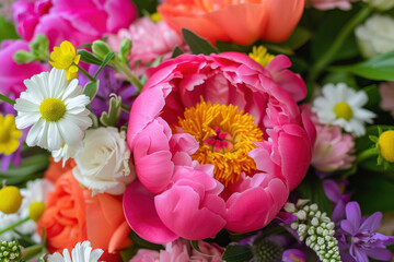 Obraz na płótnie Canvas Close-Up of Colorful Bouquet of Flowers