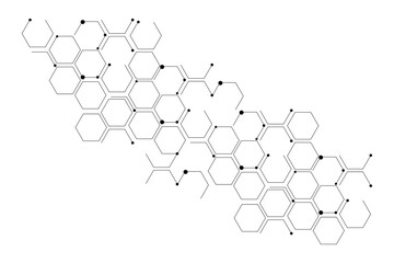 Hexagon geometric chemical pattern design,Connected hexagons,Molecular background