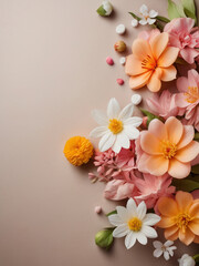 Fototapeta na wymiar generative AI, spring flowers on paper background