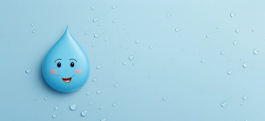 Blue monday concept sad emoji face on light blue background with free copy space for text