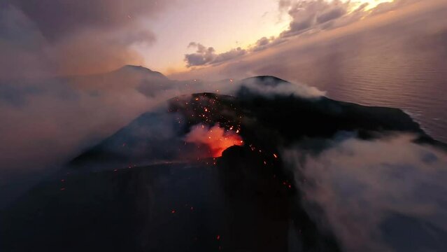aerial volcano mountain footage shot by drone