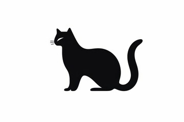 Stylish and minimal black cat silhouette on clean white background for graphic design