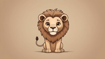 minimalistic drawing of a cartoon lion. for a children's postcard