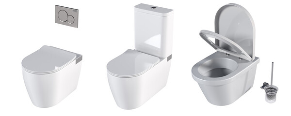 Lavatory pan isolated on a white background, bidet, 3D illustration, and CG render