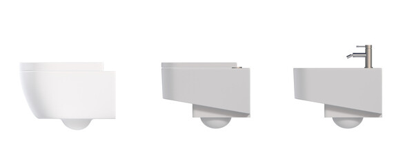 Lavatory pan isolated on a transparent background, bidet, 3D illustration, and CG render
