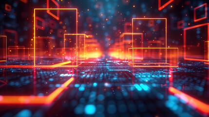 Obraz premium Artistic cyberspace particles light energy tech wallpaper background