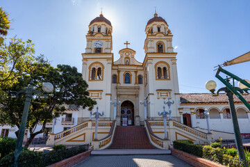 Fototapeta na wymiar Beautiful church Iglesia de guascas in Guasca city, Cundinamarca department, Colombia.