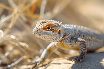 An up-close look at a lizard's world in the sandy wilderness, revealing hidden wonders