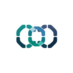 Obraz premium Software programming filled colorful logo. Collaboration business value. Abstract chain link icon. Design element. Created with artificial intelligence. Ai art for corporate branding, website