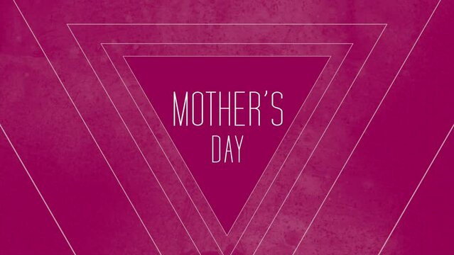 A minimalist Mother's Day poster with a pink triangle made of lines and the words Mother's Day at the top, against a pink gradient background and Happy Mother's Day at the bottom