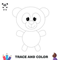 Trace panda. Coloring educational page for kids. Activity worksheet.