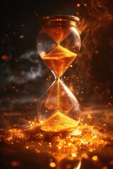 Golden Hourglass A Time-Lapse of Fire and Flames Generative AI