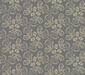 Floral vector ornament. Seamless abstract classic background with flowers. Pattern with repeating floral elements. Ornament for wallpaper and packaging