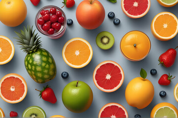 Different types of fruits on the table 