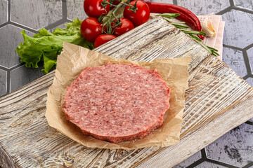 Raw beef uncooked burger cutlet