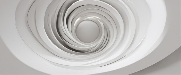3d render. Abstract background, simple twisted torus inside the white studio. Modern minimalist wallpaper. Light and shadow
