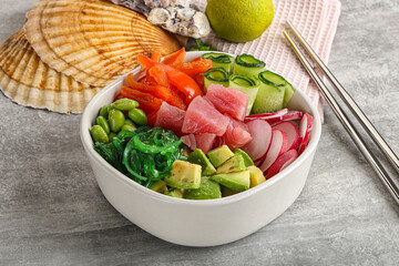 Hawaiian cuisine - poke with tuna and rice