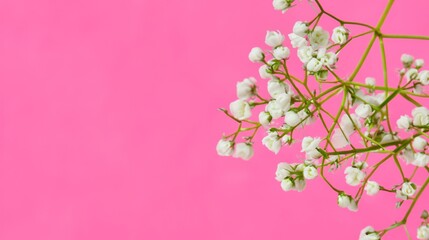 white cherry blossom on pink background