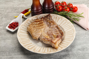 Grilled pork neck juicy steack