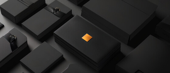 Fototapeta premium Elegant business card and packaging mock up, soft lighting, a consistently memorable brand image