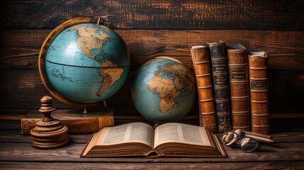 Traveling Through Time A World of Books and a Globe Generative AI