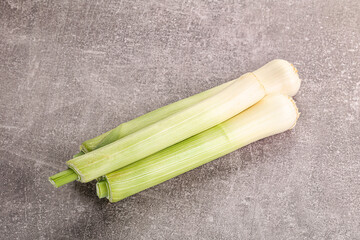 Raw natural ripe organic leek onion