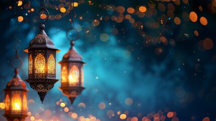 Illustration of a background with an Arabic lantern for Ramadan celebration.