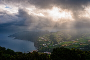 Viewpoint over Povoacao during sunset in Sao Miguel Island