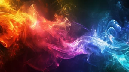 Tuinposter Beautiful colorful smoke like lines wallpaper © Elvin