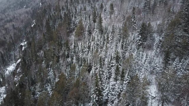 Beautiful winter day in Canada, revealing the peak