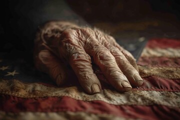 Aging Hands on a Flag A Tribute to the Monthly Events and Current Trends Generative AI