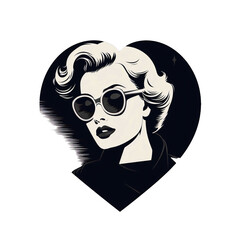 a woman wearing sunglasses and a heart shape