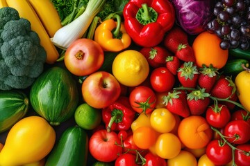 Fototapeta na wymiar Assortment of Fruits and Vegetables Background 