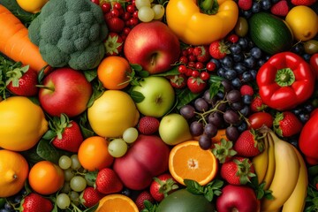 Naklejka na ściany i meble Assortment of Fruits and Vegetables Background 