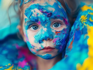 portrait of a boy with painted face