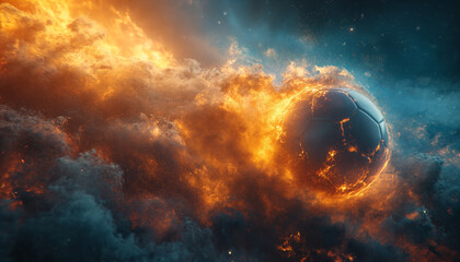 Fototapeta premium Soccer Inferno: A Dynamic Display of Speed, Power, and Explosive Energy