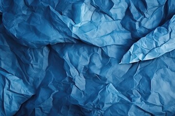 Oceanic Impressions: Crumpled Blue Paper Mimicking Sea's Gentle Waves - Generative AI