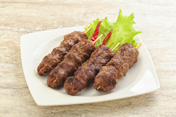 Beef kebab skewer minced meat