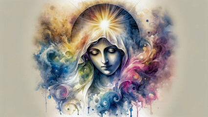 Heavenly Omen: Our Lady's Prophecy and the Miracle of the Dancing Sun at Fatima in watercolor illustration.