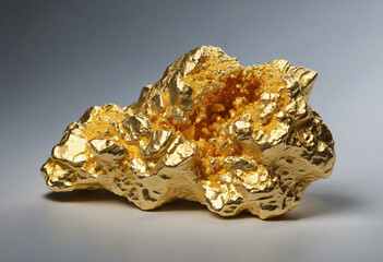 Gold nugget, transparent background, gold nugget isolated